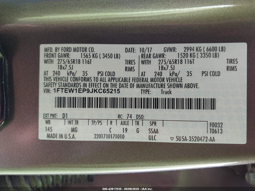 2018 FORD F-150 XLT 1FTEW1EP9JKC65215