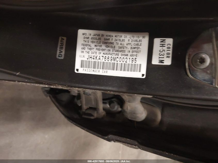 1991 Acura Legend L VIN: JH4KA7669MC002195 Lot: 42917655