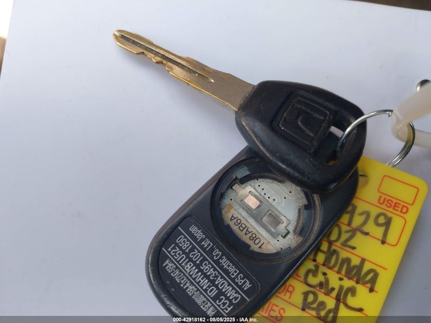 2002 Honda Civic Ex VIN: 2HGES26712H510308 Lot: 42918162