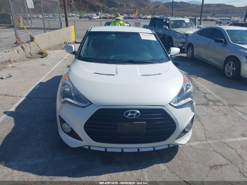 2014 Hyundai Veloster Turbo W/Blue VIN: KMHTC6AE0EU190055 Lot: 42918239