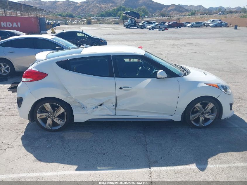 2014 Hyundai Veloster Turbo W/Blue VIN: KMHTC6AE0EU190055 Lot: 42918239