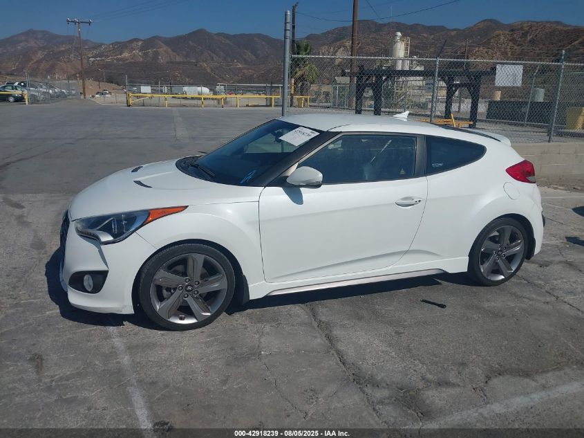 2014 Hyundai Veloster Turbo W/Blue VIN: KMHTC6AE0EU190055 Lot: 42918239
