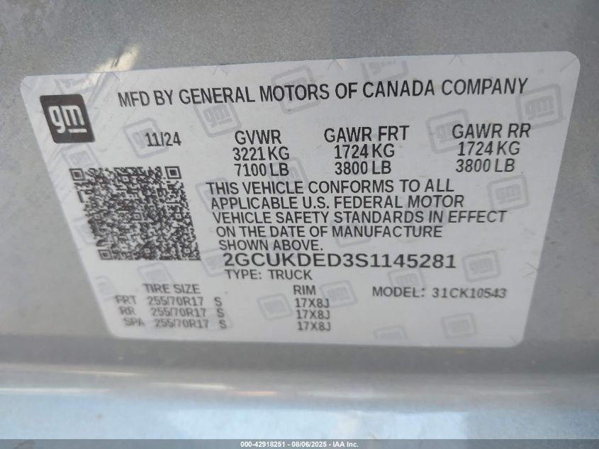 2025 Chevrolet Silverado 1500 - 2GCUKDED3S1145281