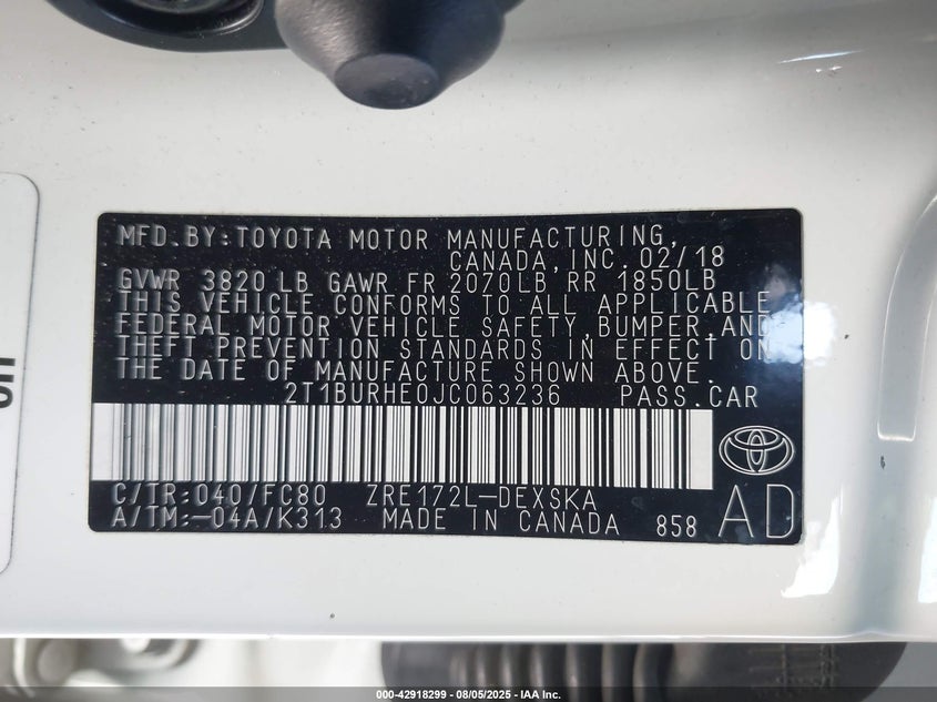 2018 TOYOTA COROLLA SE - 2T1BURHE0JC063236