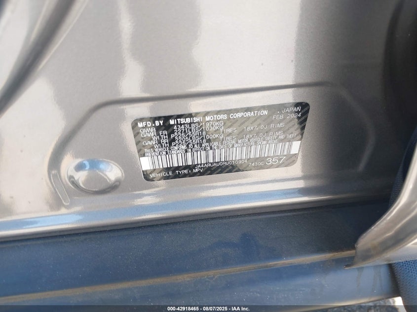 2024 MITSUBISHI OUTLANDER SPORT 2.0 SE AWC - JA4ARUAU0RU010904