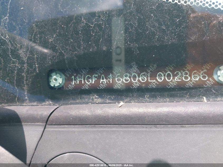 2006 Honda Civic Ex VIN: 1HGFA16806L002866 Lot: 42918810