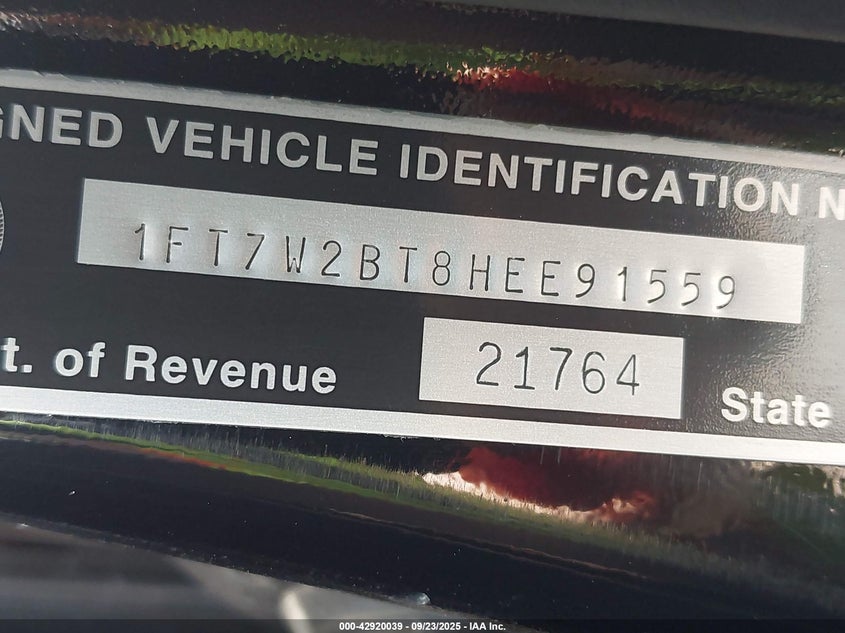 2017 Ford F-250 Platinum VIN: 1FT7W2BT8HEE91559 Lot: 42920039