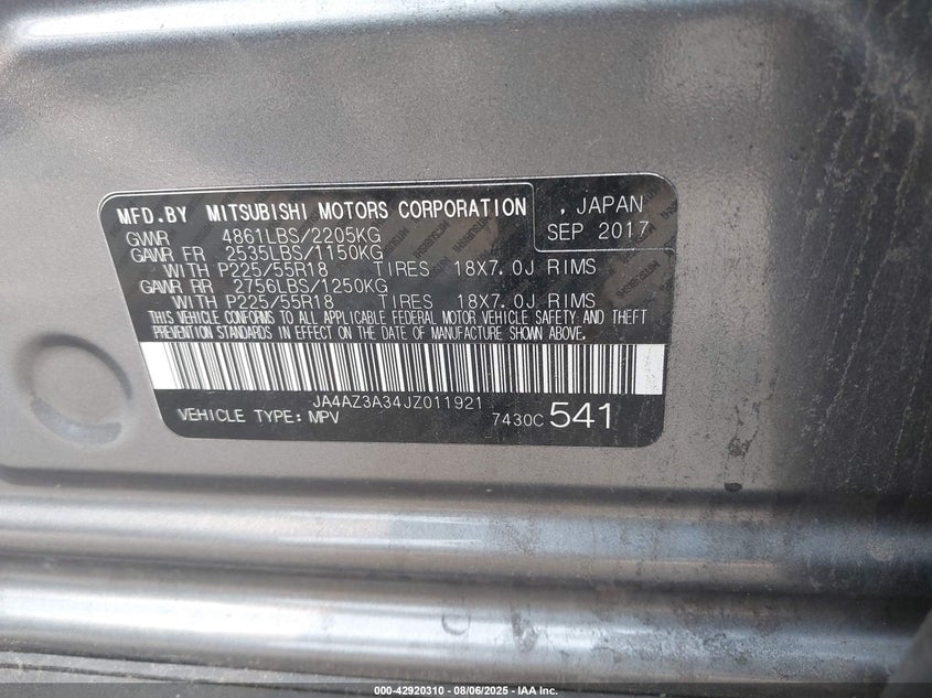 2018 MITSUBISHI OUTLANDER SE - JA4AZ3A34JZ011921