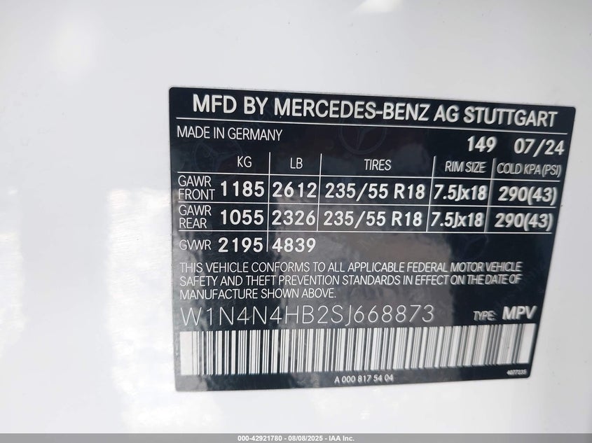 W1N4N4HB2SJ668873 2025 MERCEDES-BENZ GLA-KLASSE photo no. 9