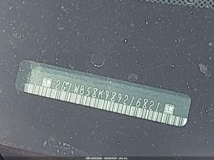 2008 Chevrolet Impala Ls VIN: 2G1WB58K989D16821 Lot: 42922269