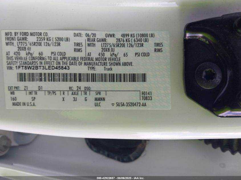 2020 Ford F-250 - 1FT8W2BT3LED45843