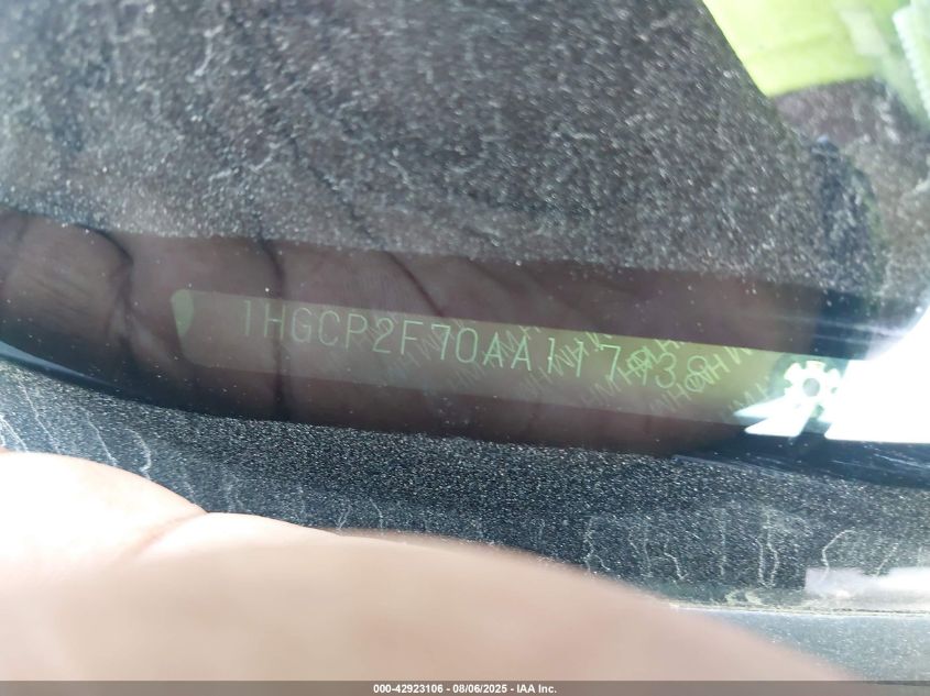 2010 Honda Accord 2.4 Ex VIN: 1HGCP2F70AA117938 Lot: 42923106