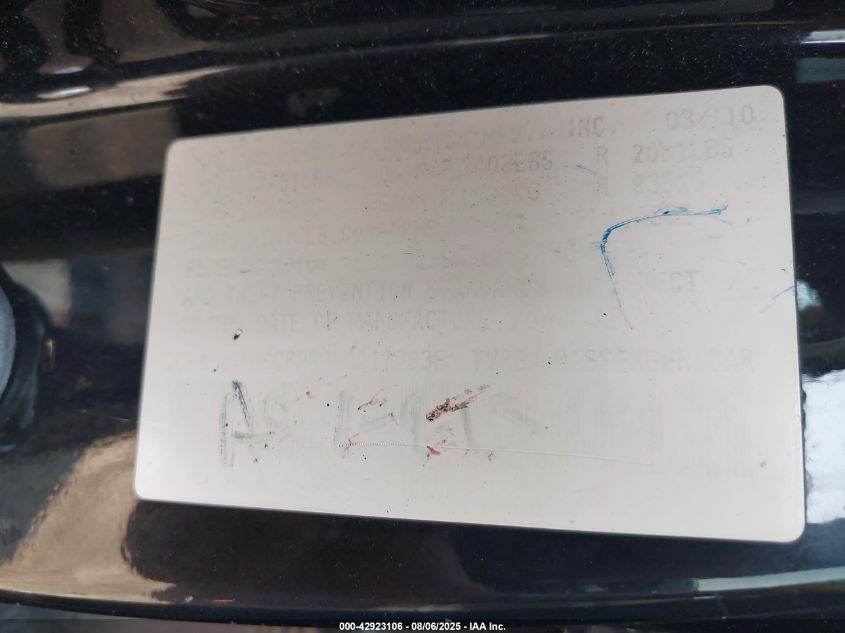 2010 Honda Accord 2.4 Ex VIN: 1HGCP2F70AA117938 Lot: 42923106