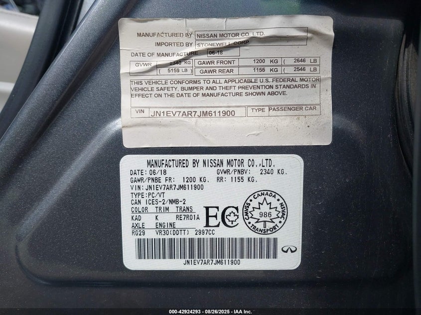 2018 INFINITI Q50 3.0T LUXE/3.0T SPORT - JN1EV7AR7JM611900