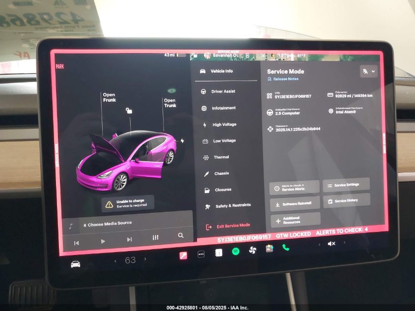 2018 Tesla Model 3 Long Range/Performance VIN: 5YJ3E1EB0JF069157 Lot: 42925801