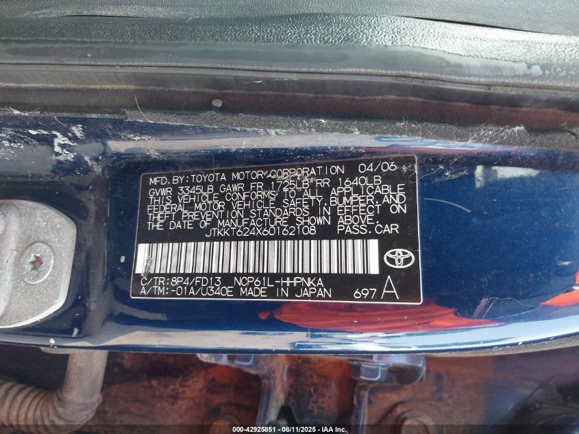 2006 Scion Xa VIN: JTKKT624X60152108 Lot: 42925851