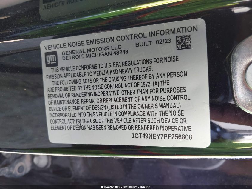 2023 GMC Sierra 2500Hd 4Wd Standard Bed Slt VIN: 1GT49NEY7PF256808 Lot: 42926082