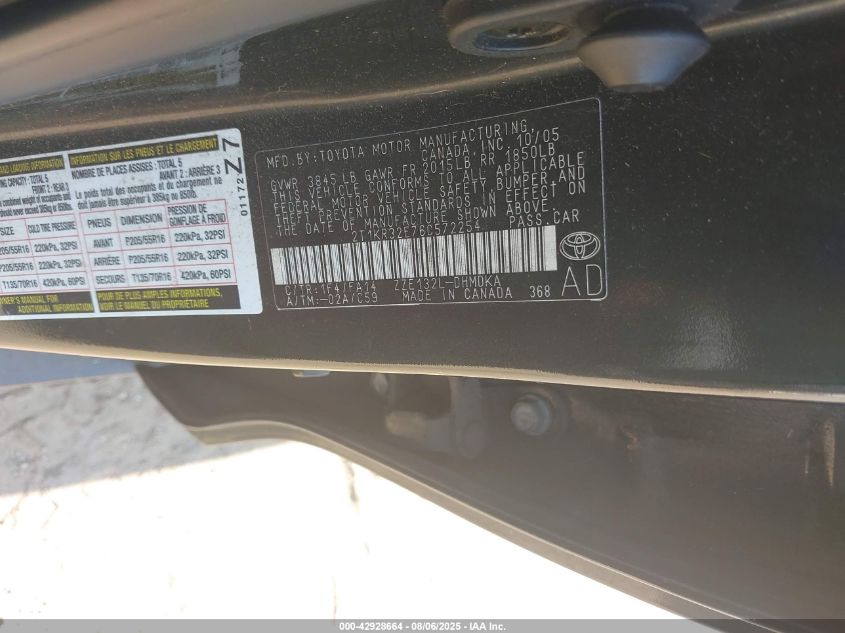 2006 Toyota Matrix VIN: 2T1KR32E76C572254 Lot: 42928664