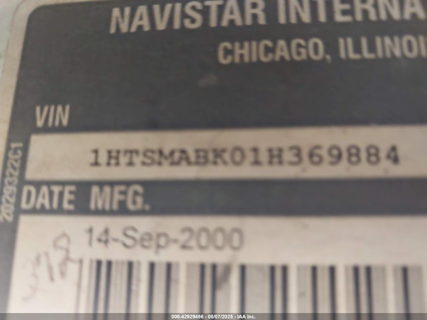 2001 International 4000 4700 VIN: 1HTSMABK01H369884 Lot: 42929456