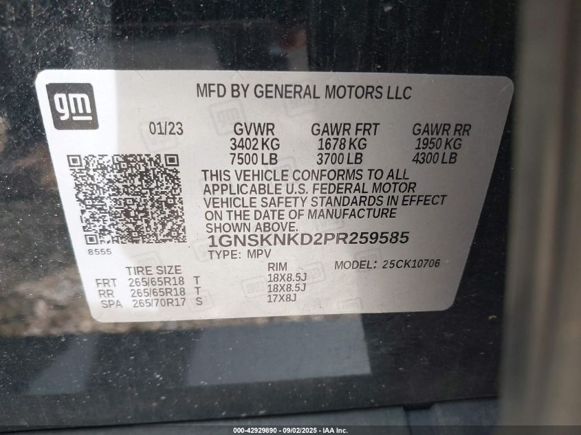 2023 Chevrolet Tahoe - 1GNSKNKD2PR259585