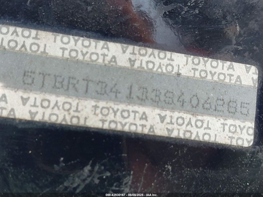 2003 Toyota Tundra Sr5 V8 VIN: 5TBRT34133S406285 Lot: 42930167