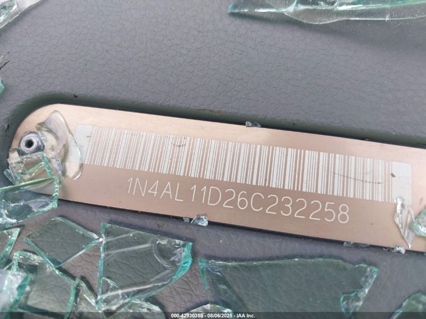 2006 Nissan Altima 2.5 S VIN: 1N4AL11D26C232258 Lot: 42930350