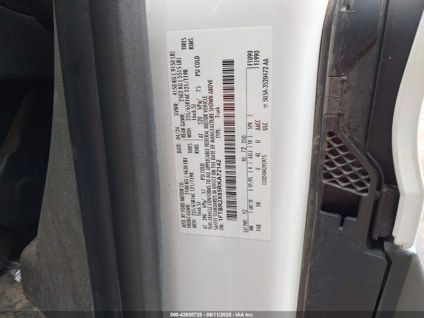 2024 Ford Transit-250 - 1FTBR2X85RKA72142