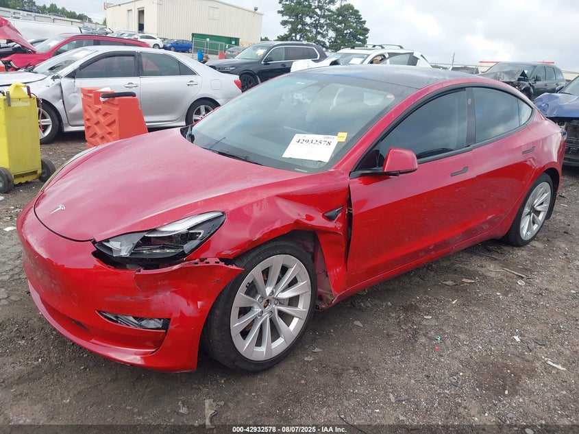 2022 Tesla Model 3 Long Range Dual Motor All-wheel Drive Red Lot 111042932578 Vin 5YJ3E1EB2NF155124