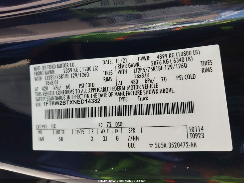 2022 Ford F-250 - 1FT8W2BTXNED14382