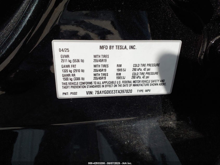 7SAYGDEE3TA397820 2026 TESLA MODEL Y photo no. 9