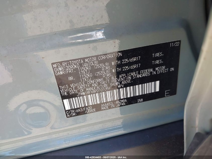 2023 Toyota Rav4 Xle VIN: JTMW1RFV8PD101059 Lot: 42934453