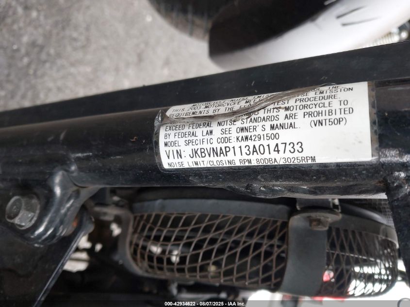 2003 Kawasaki Vn1500 P1 VIN: JKBVNAP113A014733 Lot: 42934622