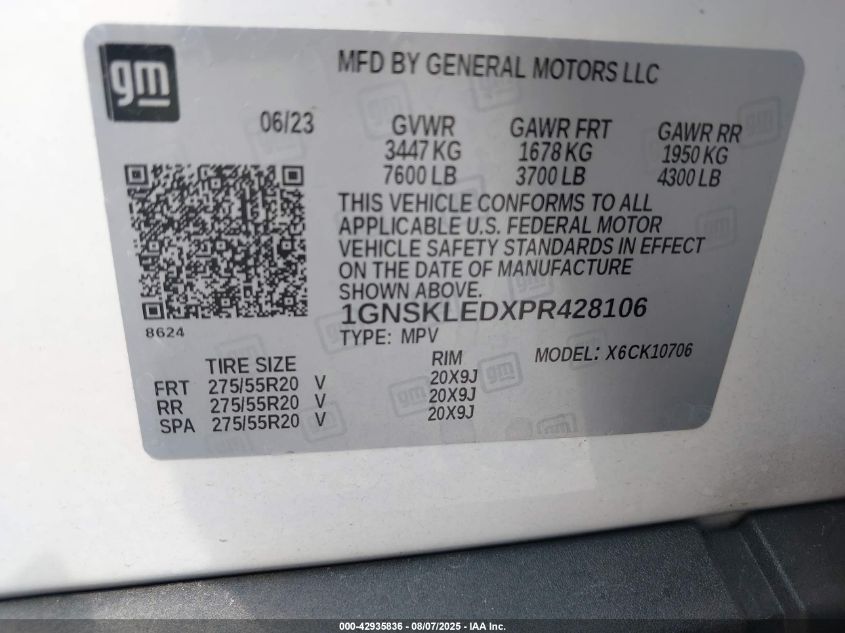 2023 Chevrolet Tahoe 4Wd Commercial Fleet VIN: 1GNSKLEDXPR428106 Lot: 42935836