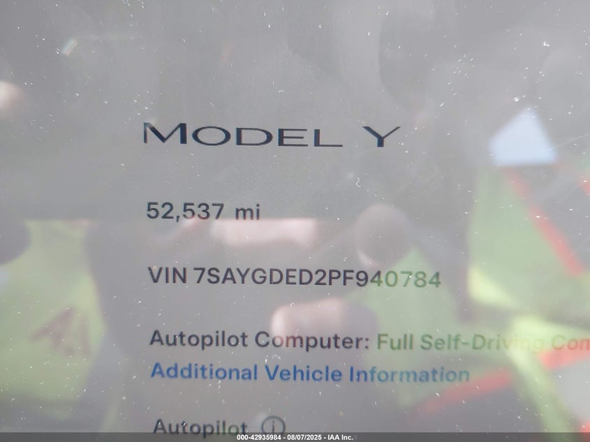 2023 TESLA MODEL Y RWD 7SAYGDED2PF940784