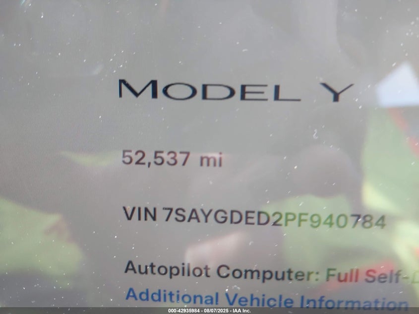 2023 TESLA MODEL Y RWD 7SAYGDED2PF940784