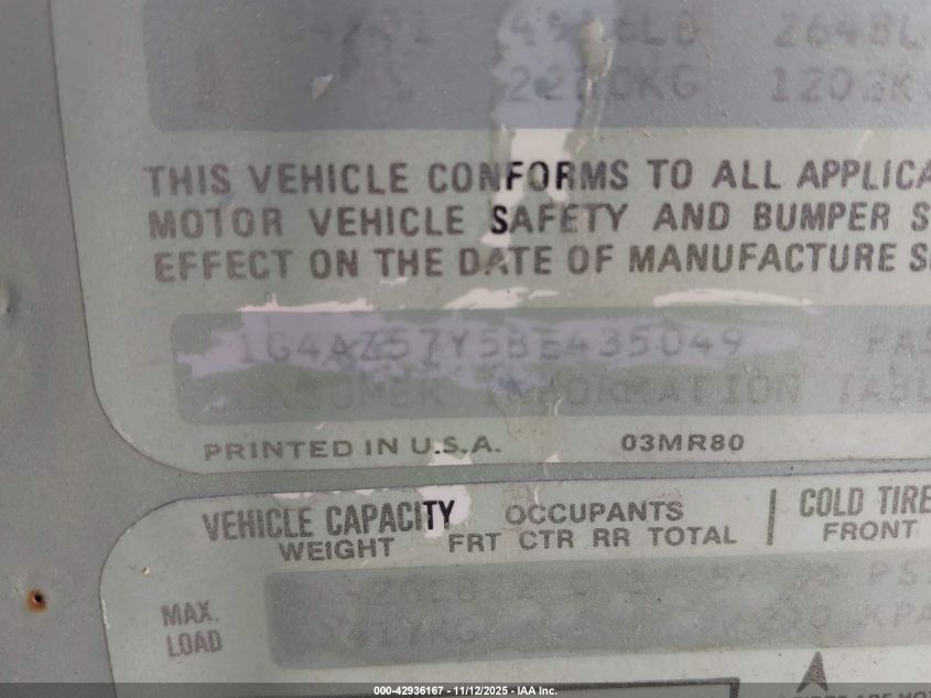 1981 Buick Riviera VIN: 1G4AZ5Y5BE435049 Lot: 42936167