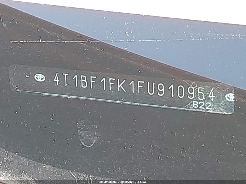 2015 Toyota Camry Se VIN: 4T1BF1FK1FU910954 Lot: 42936365