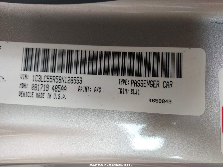 2008 Chrysler Sebring Touring VIN: 1C3LC55R68N126553 Lot: 42936419