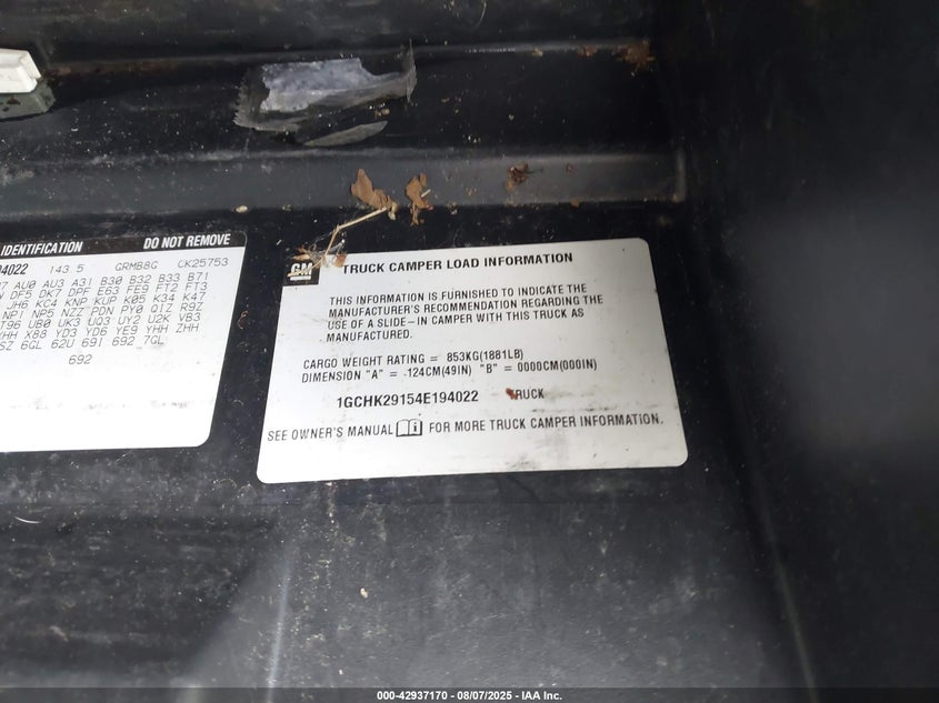 2004 Chevrolet Silverado 2500Hd Ls VIN: 1GCHK29154E194022 Lot: 42937170