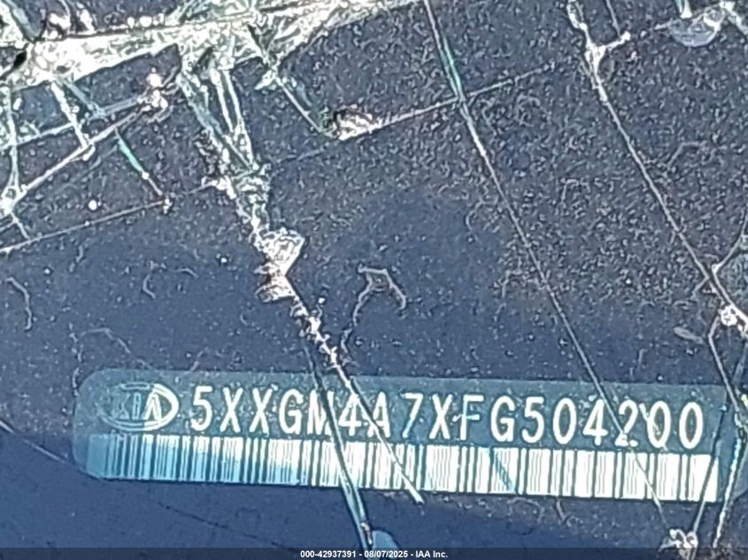 2015 Kia Optima Lx VIN: 5XXGM4A7XFG504200 Lot: 42937391