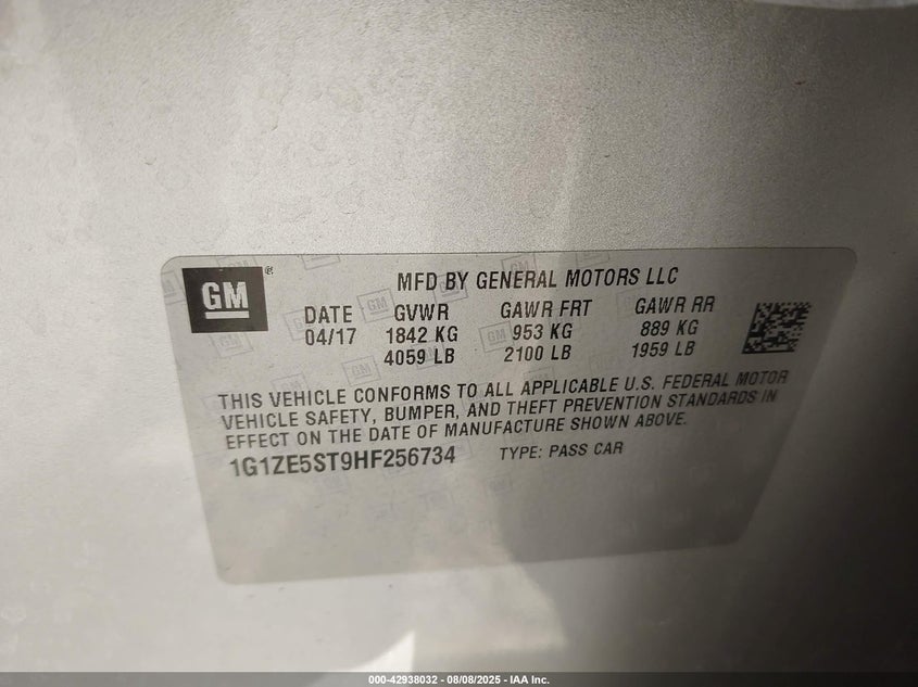 2017 CHEVROLET MALIBU 1LT 1G1ZE5ST9HF256734