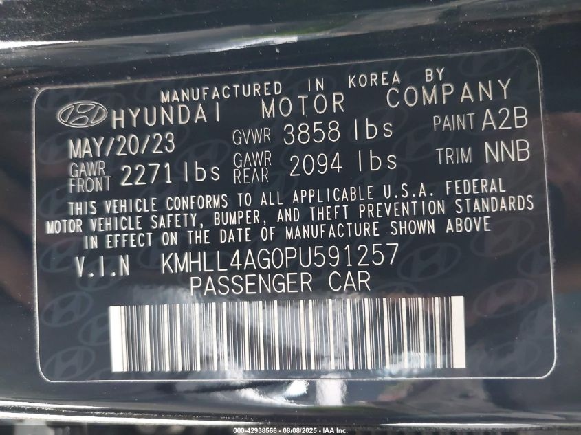 2023 Hyundai Elantra Se VIN: KMHLL4AG0PU591257 Lot: 42938566
