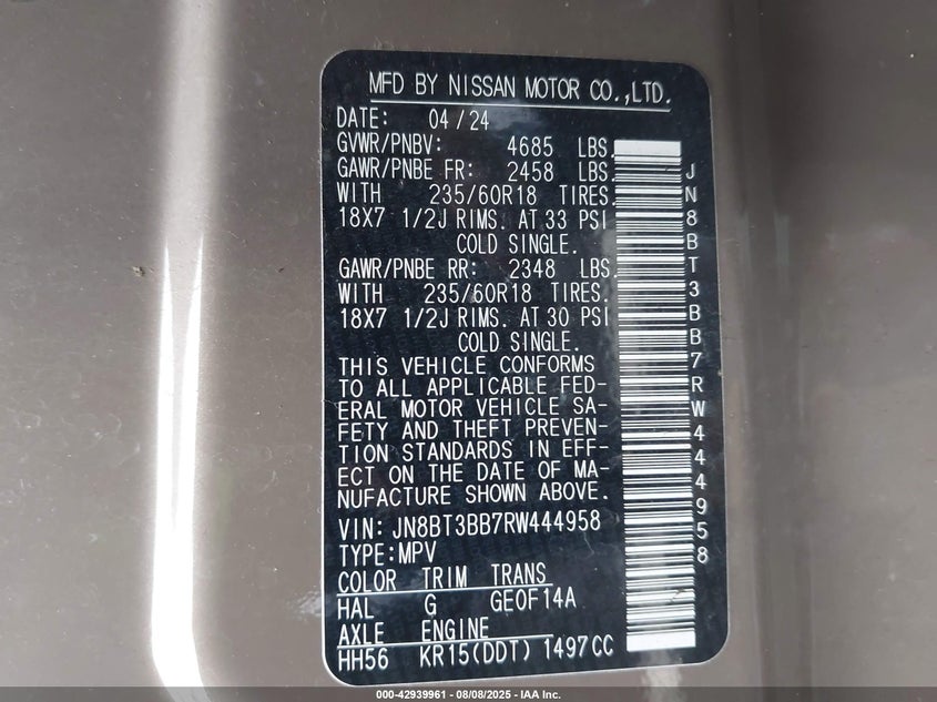 2024 NISSAN ROGUE SV INTELLIGENT AWD - JN8BT3BB7RW444958