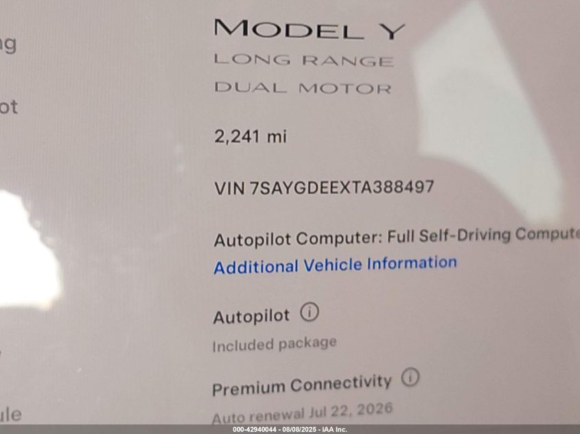 2026 Tesla Model Y - 7SAYGDEEXTA388497