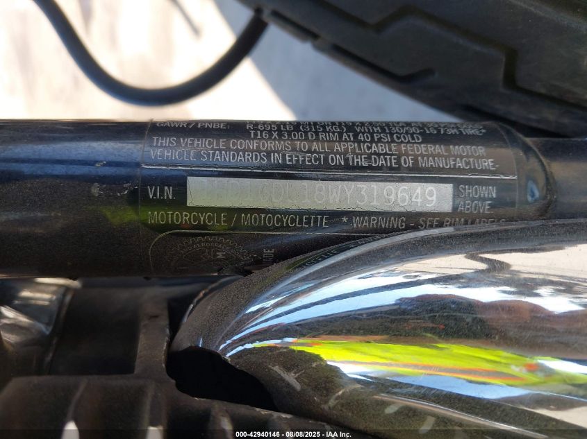 1998 Harley-Davidson Fxdl VIN: 1HD1GDL18WY319649 Lot: 42940146