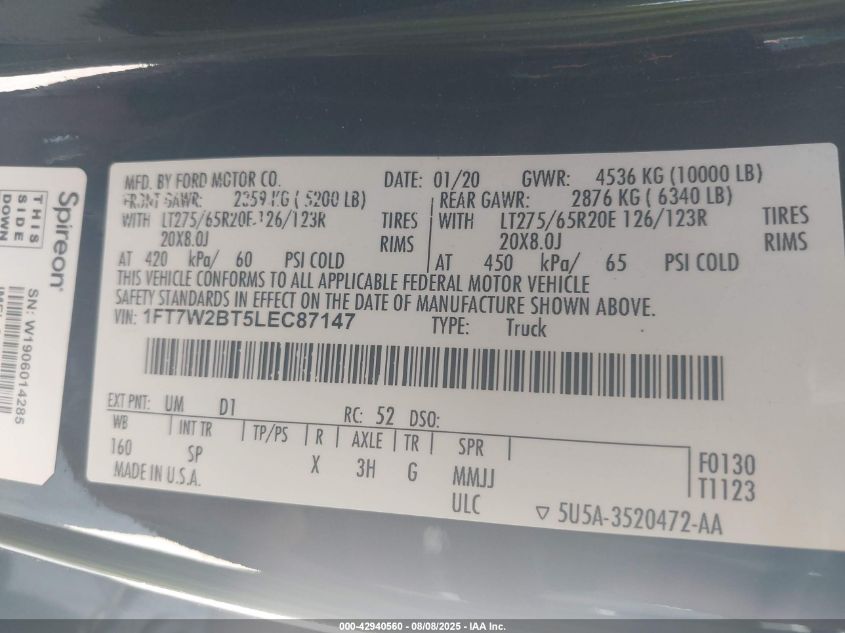 2020 Ford F-250 - 1FT7W2BT5LEC87147