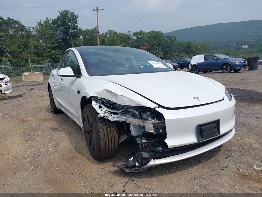 2024 Tesla Model 3 Long Range Dual Motor All-wheel Drive rear-wheel Drive White Lot 111042940850 Vin 5YJ3E1EA5RF830431