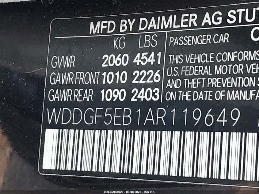 2010 Mercedes-Benz C 300 Luxury/Sport VIN: WDDGF5EB1AR119649 Lot: 42941029