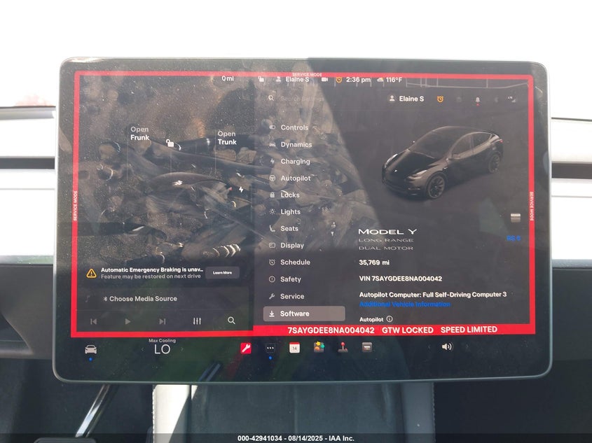 2022 Tesla Model Y Long Range Dual Motor All-Wheel Drive VIN: 7SAYGDEE8NA004042 Lot: 42941034