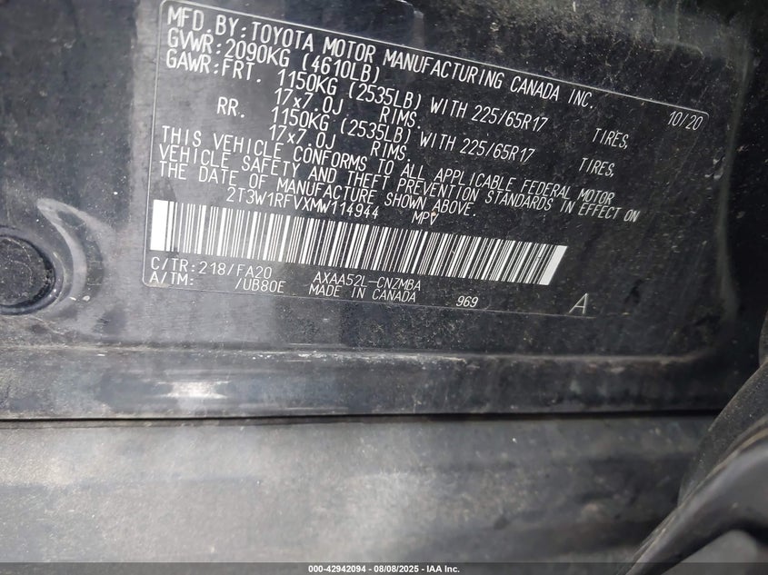 2021 TOYOTA RAV4 XLE - 2T3W1RFVXMW114944